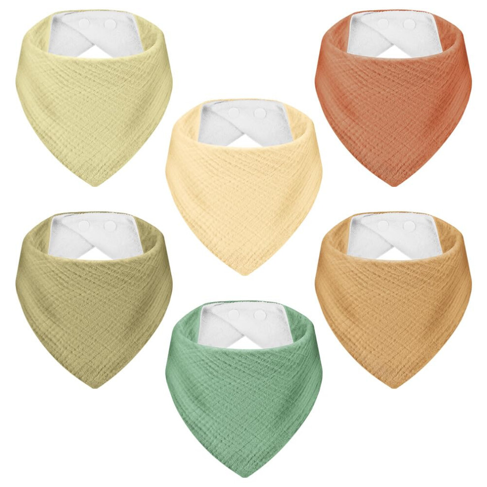 Baby Bandana Dribble Bibs, 6 Pack Cotton Soft And Absorbent Drool Bibs Triangular With Adjustable Snaps, Drool Bib For Teething For Newborns Aoote