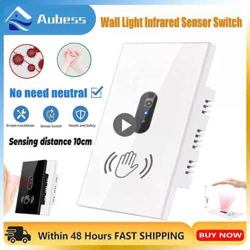 (A2, C2) Smart Wall Light Switch Infrare IR Sensor No Needed Touch EU US 220V 110V 10A Glass Screen Panel Electrical Power On Off Lamp 1