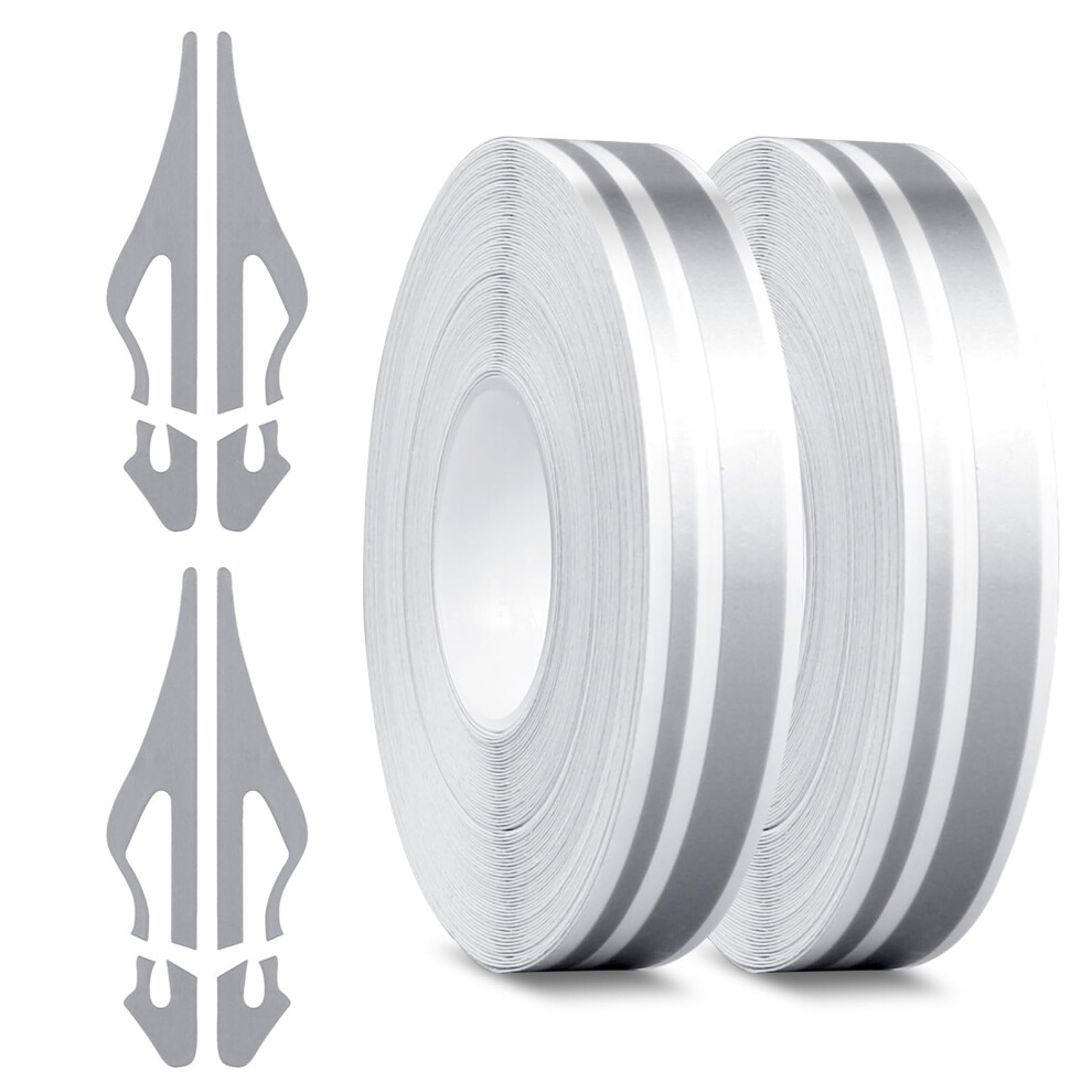 Oxdfk 2 Rolls Of Car Pinstripe Tapes, Pinstripe Body Sticker, Vinyl Thin Car Stripe Pinstripes Tape For Motorcycle, Cars Silver 5051226433207