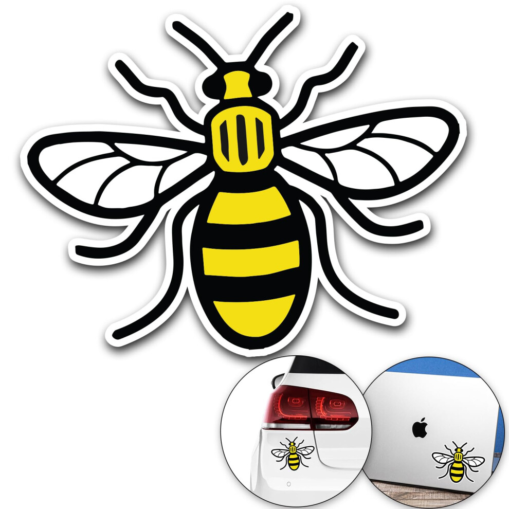 Made In Manchester Bee Sticker | Manchester Worker Bee Car Bumper Sticker Decal Vinyl 12 X 12 Cm | Proud To Be Mancunian Sticker For Car, Van, Laptop 5051226433818