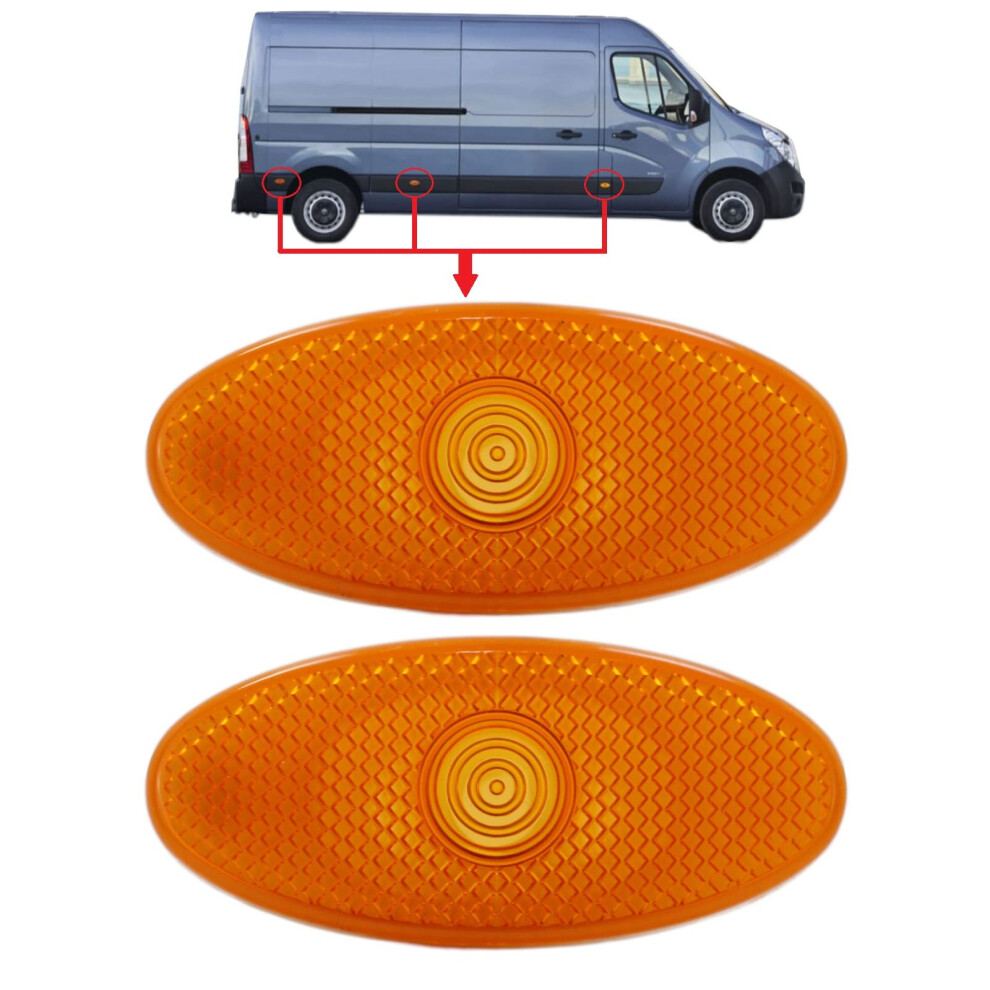 Biaren 2X Side Marker Indicator Lamp Lens For Renault Master Mk3 Vauxhall Movano B Mk2 Nissan Nv400 261B00001r 4419475 2618000Q0a Light/Amber 5051226420757