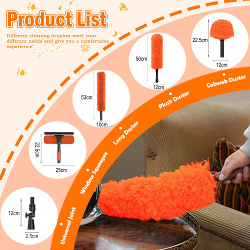 LAANPOLE 7.2m Feather Duster Kit with Telescopic Pole, Extendable Microfiber Duster for High Ceiling 1