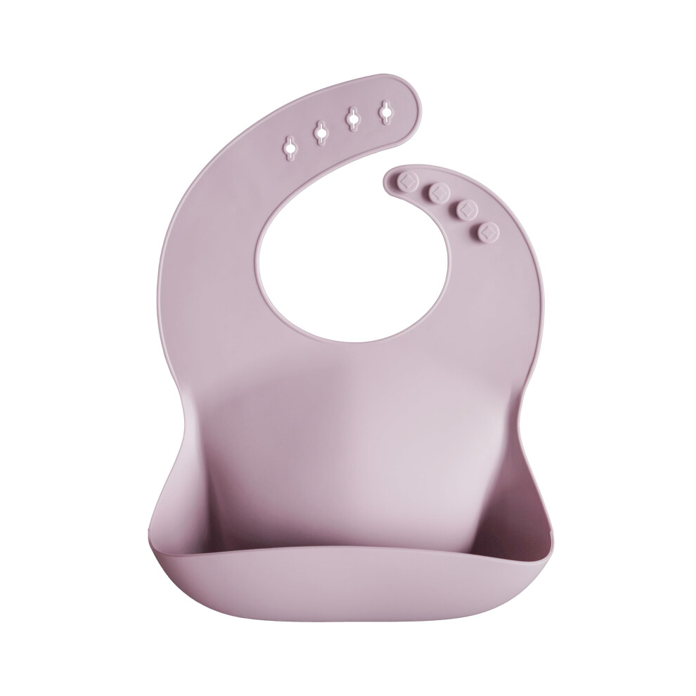 Mushie Baby Silicone Bib | Adjustable Fit Waterproof Bibs | Easy Wipe Baby Feeding Bibs | 4 Adjustable Sizes With Deep Front Pockets