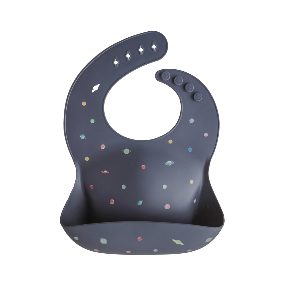 Mushie Baby Silicone Bib | Adjustable Fit Waterproof Bibs | Easy Wipe Baby Feeding Bibs | 4 Adjustable Sizes With Deep Front Pockets