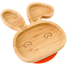 bamboo bamboo Baby and Toddler Plate with Suction Cup for Feeding and Weaning, Bunny Shaped Bamboo Plates with Secure Suction for Babies from 6 Month