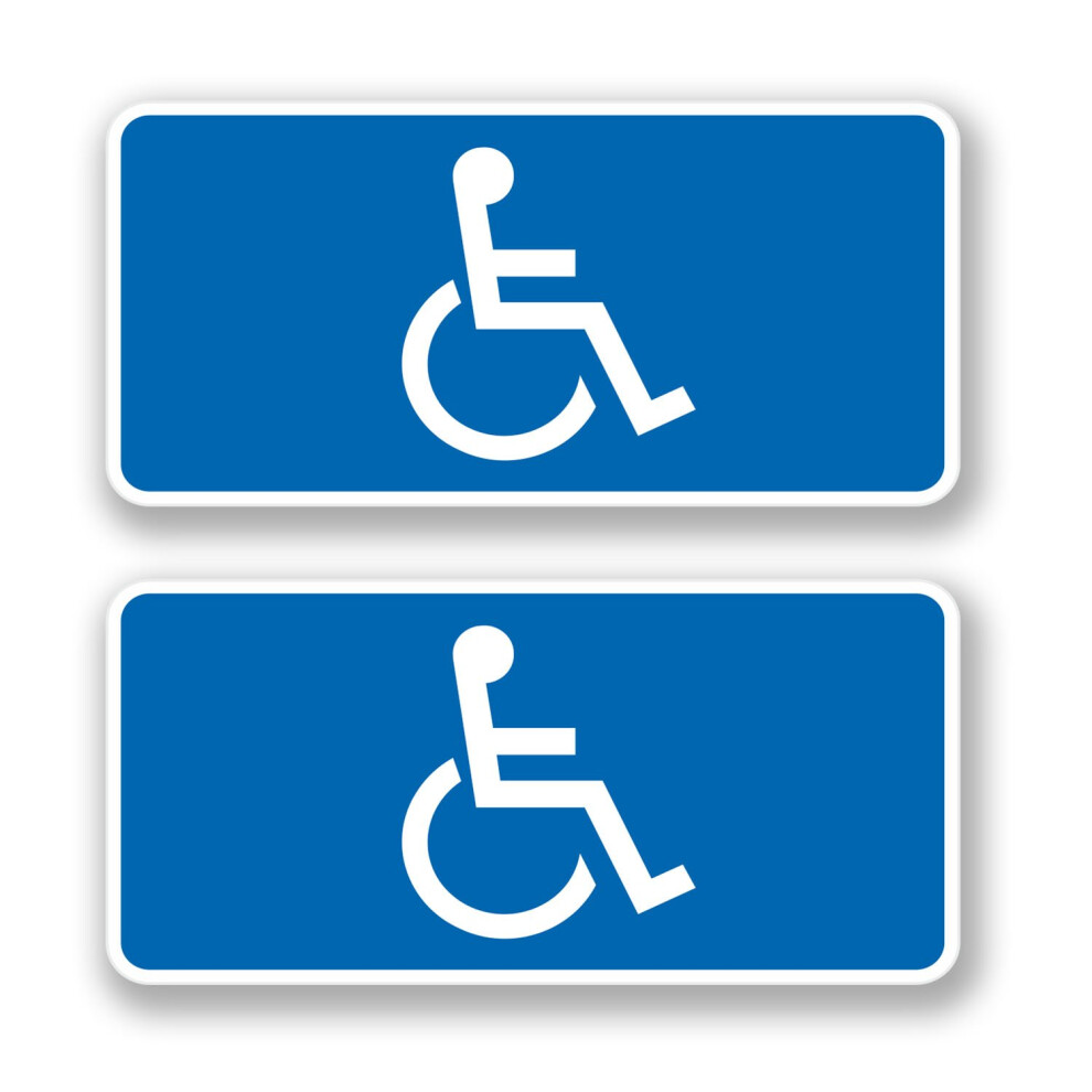 2 X Disabled Mobility Badge Car Bus Sticker Campervan Caravan Decal 4440 (10Cm Wide X 5Cm Tall, Self Adhesive) Blue 5051226437991