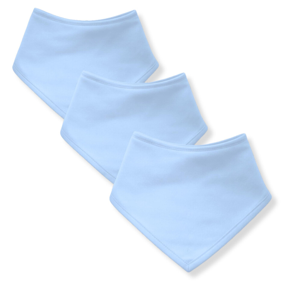 Baby Bandana Bibs 3 Pack, 100% Cotton Dribble Bibs For Boys & Girls 0-24 Months, Teething Bib, Milk Feeding Bib One Size Blue Baby Togs