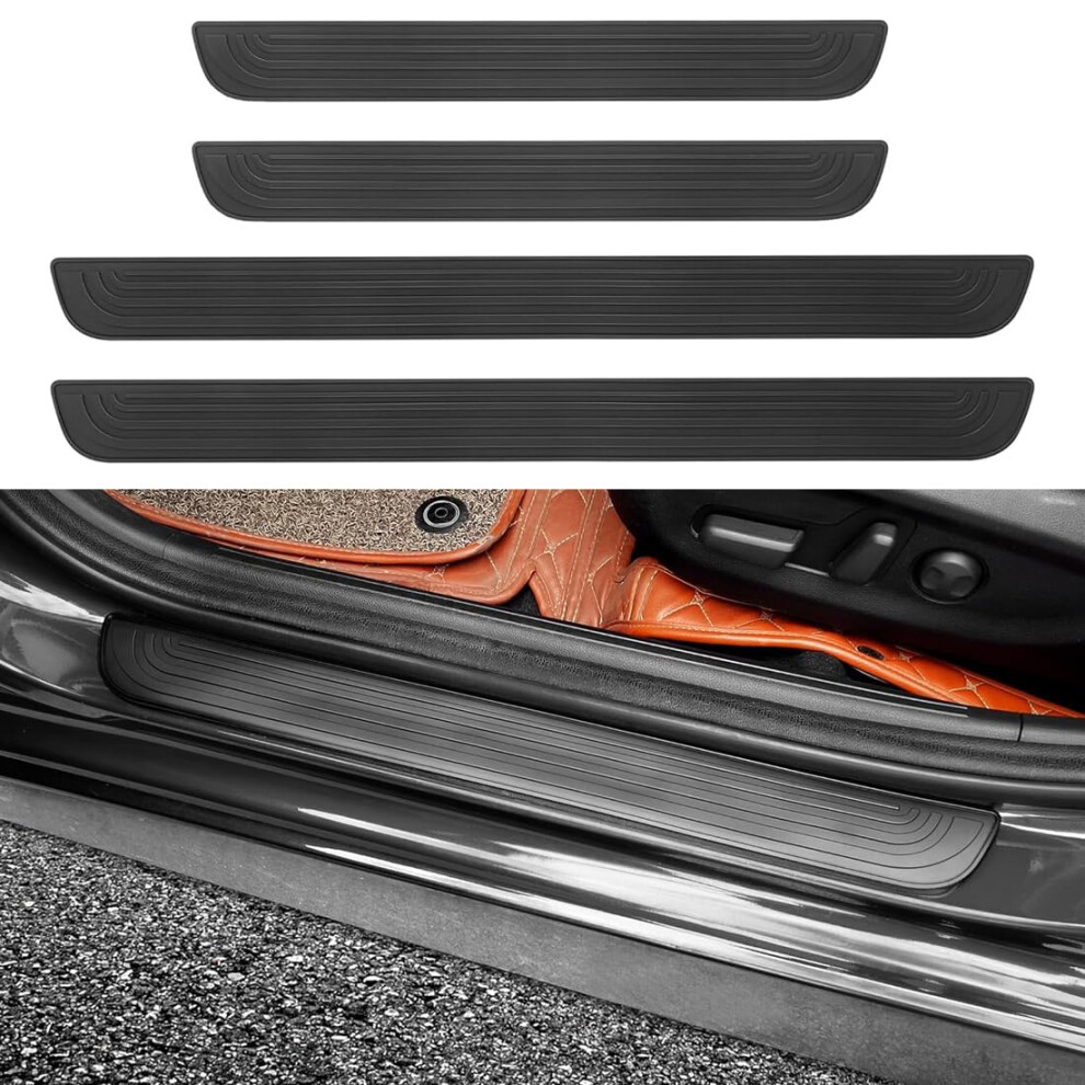 4 Pcs Car Door Sill Scuff Plate Cover,Universal Car Door Threshold Protection,Pvc Soft Rubber Front/Rear Door Sill Scuff Plate Guard,Welcome Pedal 5051226422928