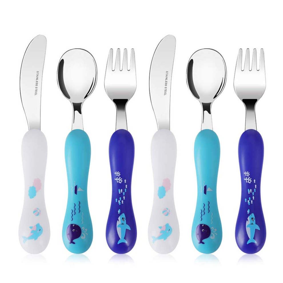 Childrens Cutlery, 6 Pcs Toddler Cutlery Set Stainless Steel, Includes 2 X Childrens Forks/Knives/Spoons, Kids Knife And Fork Sets Lehoo Castle
