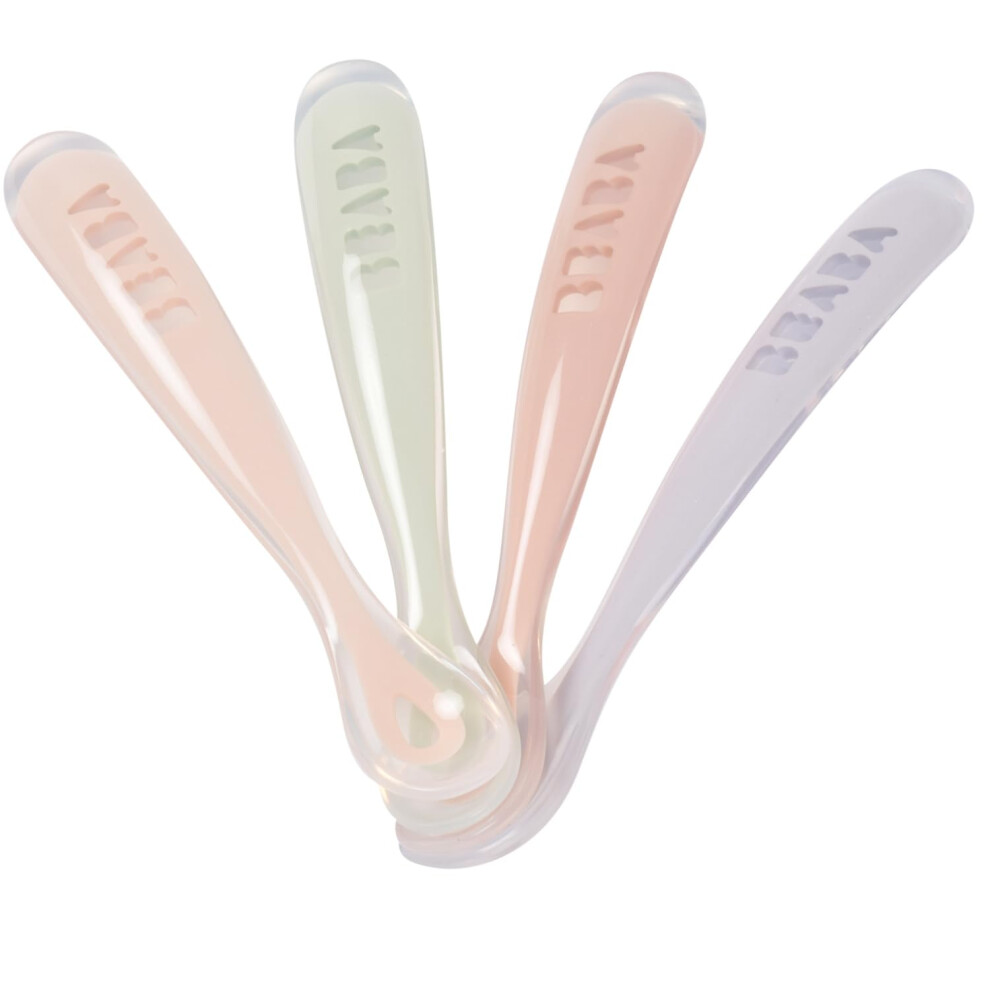 Beaba Béaba - Baby Spoons - Silicone Weaning Spoon - Set Of 4 - 1St Stage - Multicolor