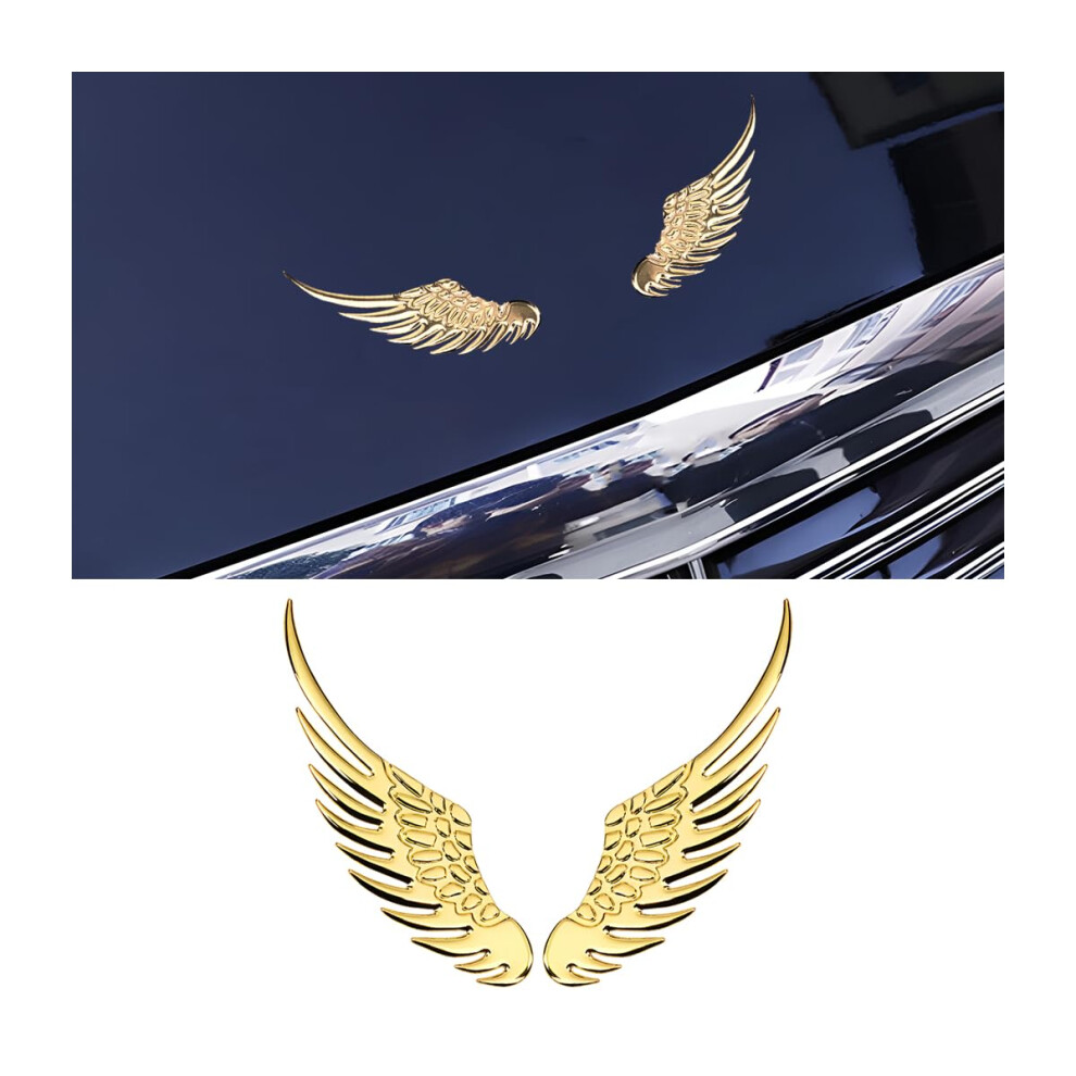 Jnnj 3D Car Sticker, 3D Angel Wings Car Decal Sticker, Self Adhesive 3D Angel Wing Metal Emblem, Cars Sticker Styling Fashion Metal Stickers Gold/Silver 5051226432903