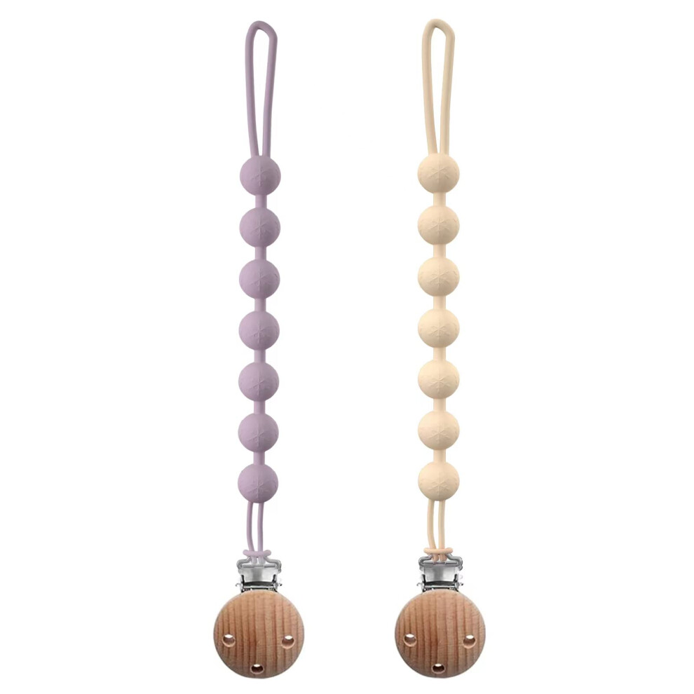 Bebecalin Baby Dummy Clip Girls - 2 Pcs Pacifier Clips And Soother Clips - Silicone Dummy Holder & One-Piece Soother Chains For Babies & Newborns