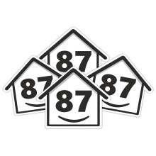 4 x Bin Numbers for Wheelie Bins, 1-99, 15cm ‘Happy House’ Design Dustbin Stickers, Easy Application Stick On Number Stickers