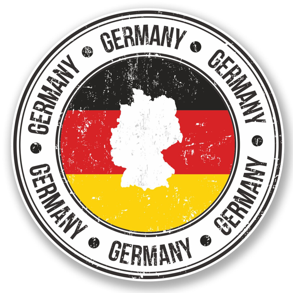 2 X Deutschland Germany German Flag Map Sticker Car Bike Bike Laptop Decal #4928 (10Cm X 10Cm) #4928 5051226439735