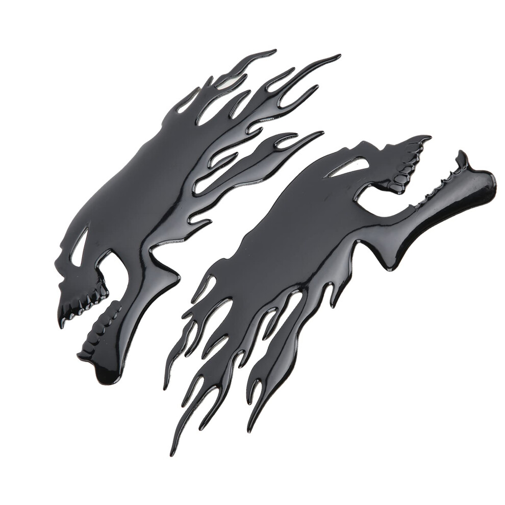 Fuel Tank Sticker, 2 Pieces Of Motorcycle Fuel Tank Stickers Flame Skull Sticker Fire Skull Sticker Personalized Sticker Motorcycle Decal 3D 5051226427671