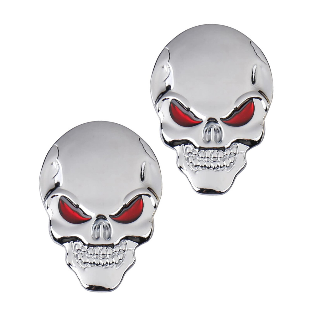 Metal Skull Car Sticker, 2 Pcs Of 3D Skull Zinc Alloy Metal Car Sticker Skull Emblem Badge Car Styling Stickers Accessories For Car Motorcycle 5051226441110