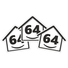 3 x Bin Numbers for Wheelie Bins, 1-99, 15cm ‘Happy House’ Design Dustbin Stickers, Easy Application Stick On Number Stickers