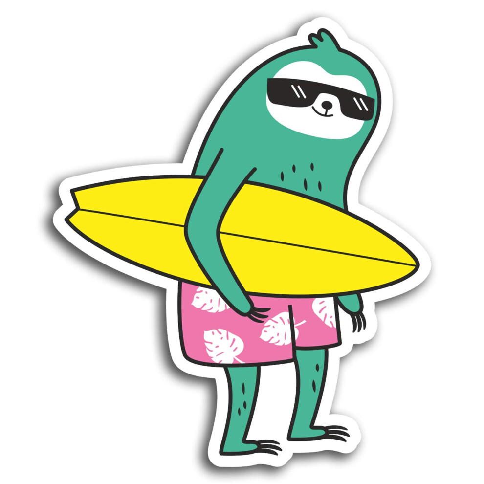 2 X 10Cm Funny Surfing Sloth Vinyl Stickers - Surf Sticker Laptop Luggage #19479 (10Cm Tall) 5051226425585