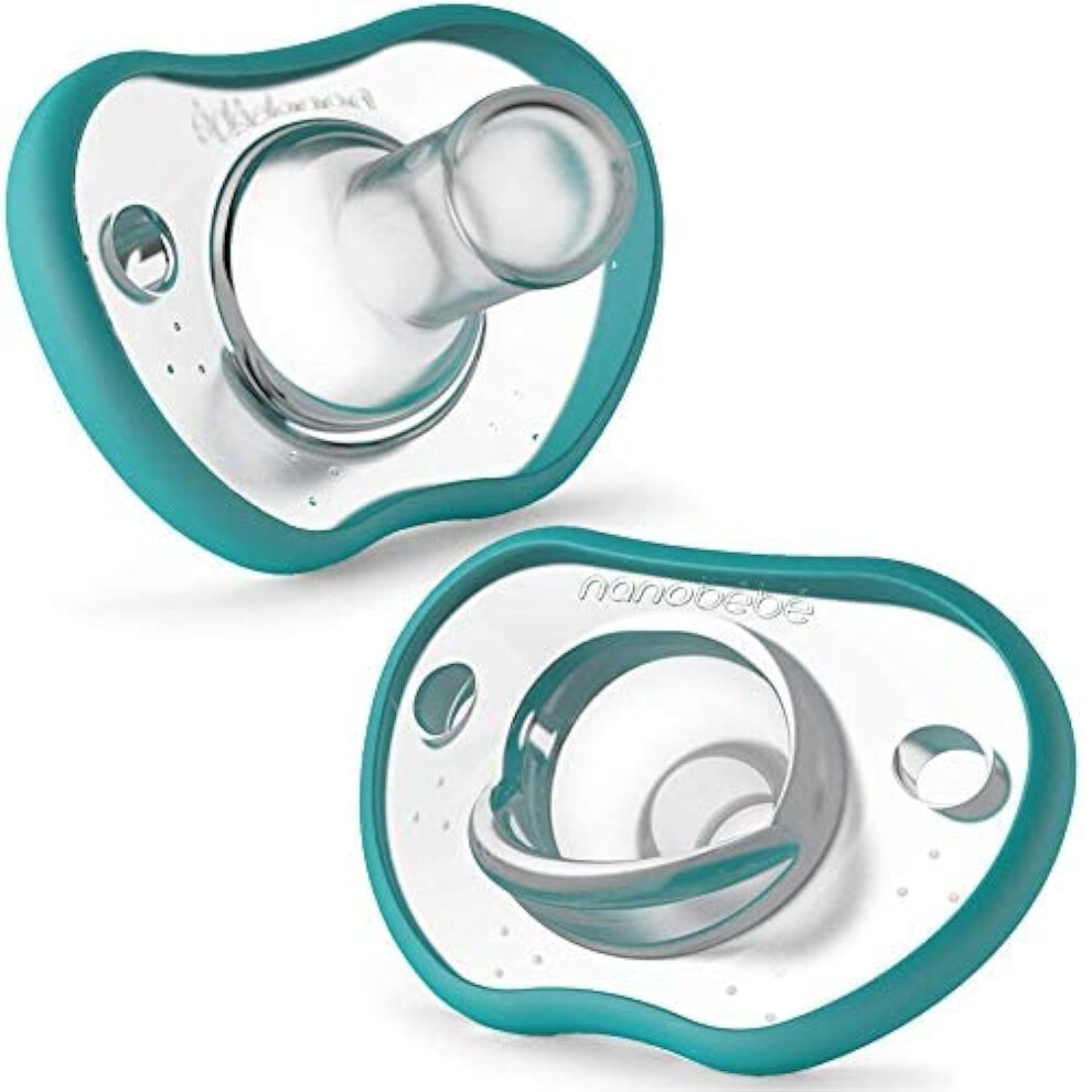 Nanobebe Baby Soothers 0-3 Month - Orthodontic, Curves Comfortably With Face Contour, Award Winning For Breastfeeding Babies, 100% Silicone