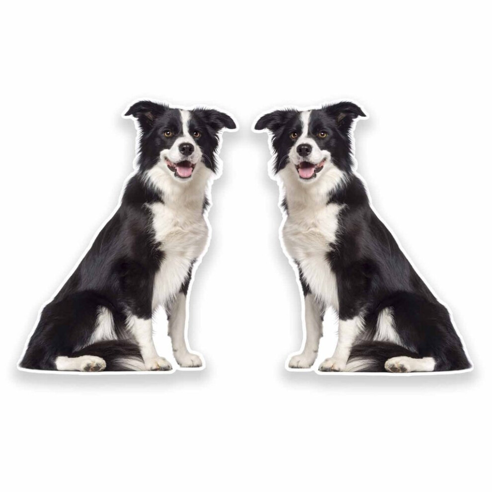 2 X 10Cm/100Mm Border Collie Vinyl Self Adhesive Sticker Decal Laptop Car Travel Luggage Label Tag #9637 5051226438363