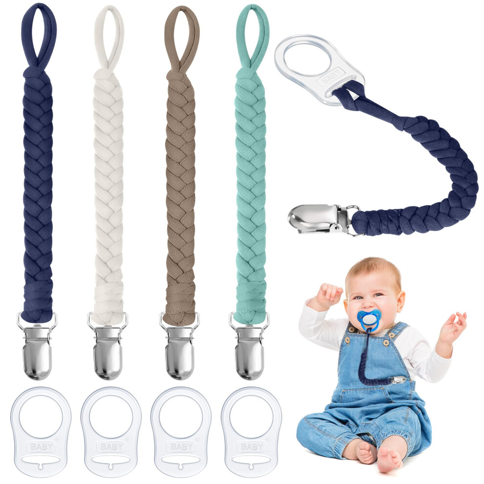 Aolso Dummy Clips Pacifier Chain, 4Pcs Dummy Pacifier Chain With 4Pcs Clip Adapt