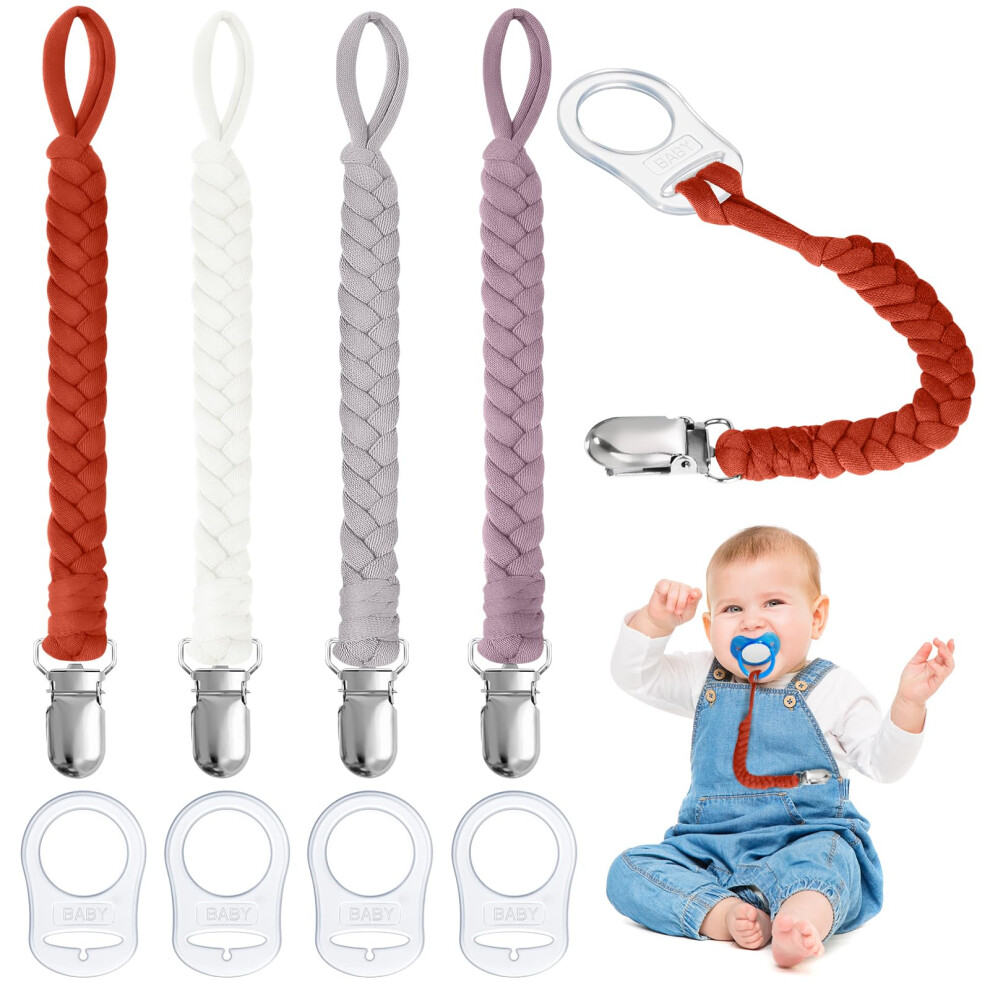 Aolso Dummy Clips Pacifier Chain, 4Pcs Dummy Pacifier Chain With 4Pcs Clip Adapt