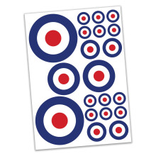 SAFESIGN (20 Pack) RAF Roundel Vinyl Stickers The Who Mod Target Vespa Decals Waterproof Stickers