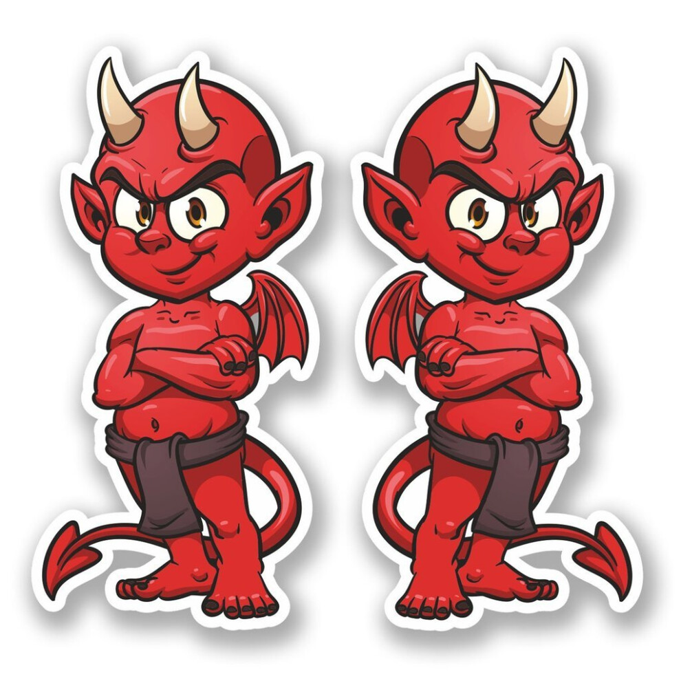2 X 10Cm/100Mm Devil Vinyl Sticker Decal Laptop Travel Luggage Car Bike Sign Fun #5383 Red 5051226438929