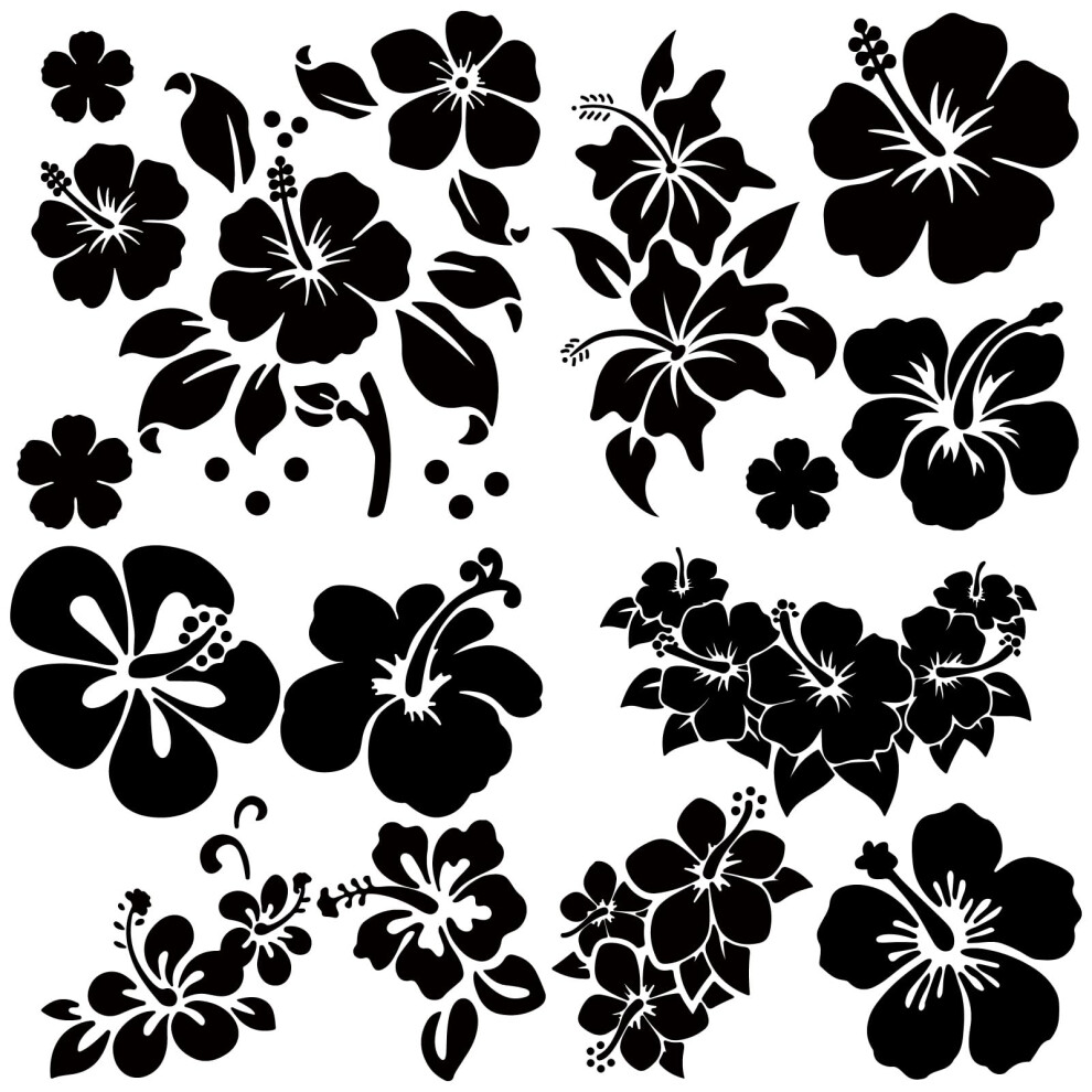 Gorgecraft 4 Styles Hibiscus Flower Car Sticker Hawaiian Stickers And Decals 20 * 20Cm Hibiscus Branch Stickers Waterproof Vinyl Automotive Exterior 5051226437564