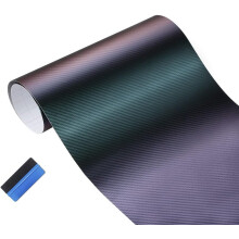 NewL 3D Chameleon Carbon Fiber Vinyl Film Wrap Foil Auto Car Body Decoration Sticker Decal (Purple to Green, 30cm x 150cm)