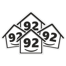 4 x Bin Numbers for Wheelie Bins, 1-99, 15cm ‘Happy House’ Design Dustbin Stickers, Easy Application Stick On Number Stickers