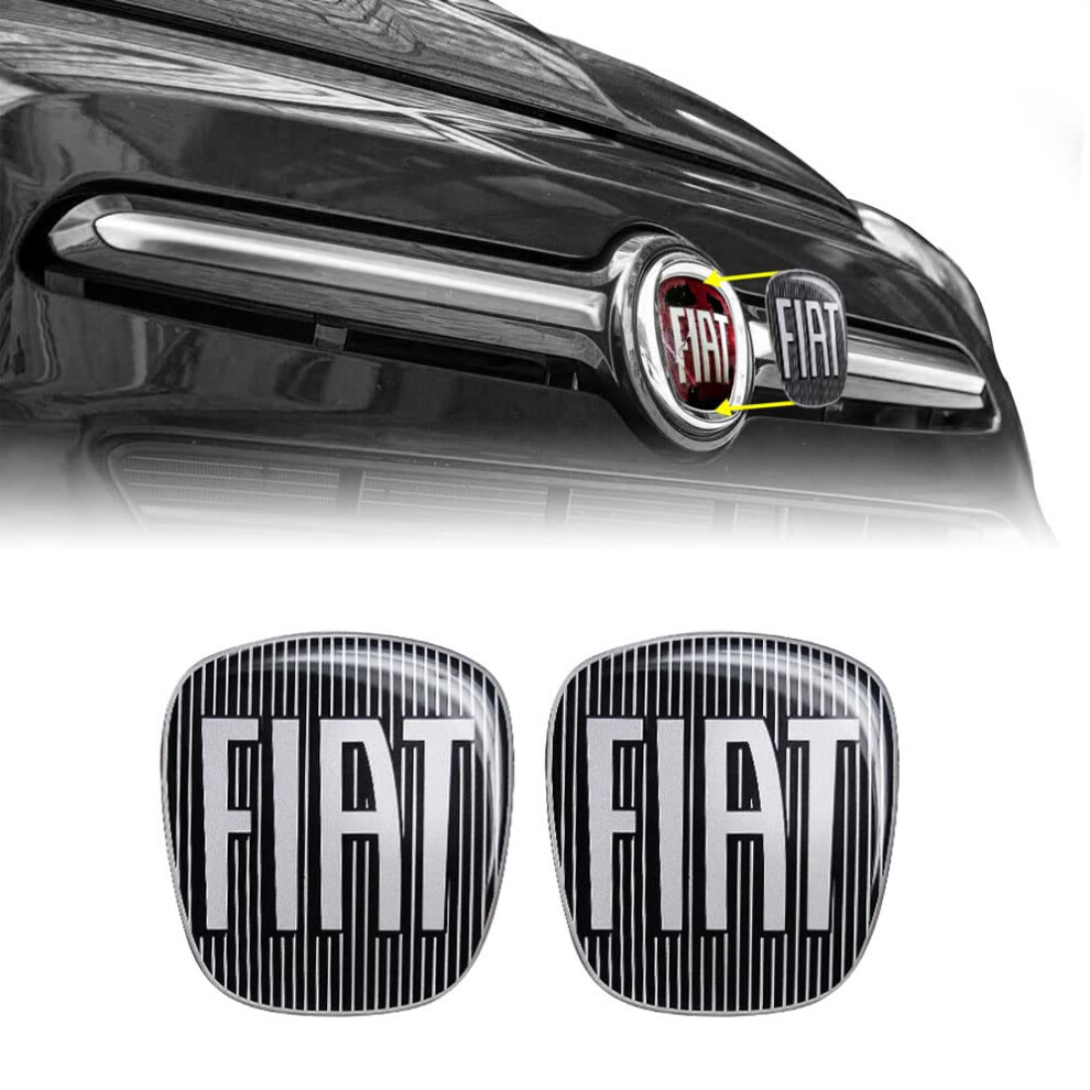 Fiat 14186B-2Pcs 3D Sticker Replacement Logo For 500L, 2 Pieces, Front And Rear Black 5051226441318