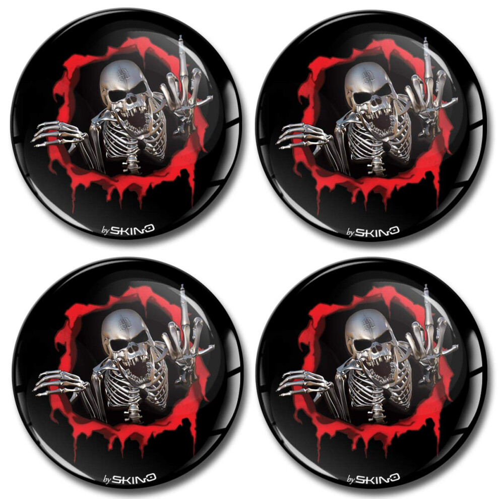 Skinoeu 4 X 60Mm Domed 3D Wheel Rims Center Stickers For Centre Hub Trim Caps Auto Moto Car Logo Badge Skull A 2660 5051226428388