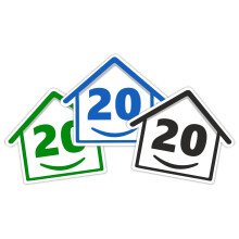 3 x Bin Numbers for Wheelie Bins, 1-99, 15cm ‘Happy House’ Colour Design Dustbin Stickers, Easy Application Stick On Number Stickers