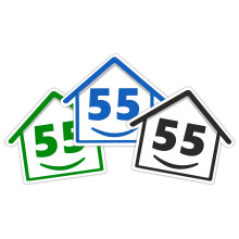 3 x Bin Numbers for Wheelie Bins, 1-99, 15cm ‘Happy House’ Colour Design Dustbin Stickers, Easy Application Stick On Number Stickers