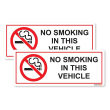 Signs247 NO SMOKING IN THIS VEHICLE Stickers x2 Set – Printed Vinyl – Ideal for Cars, Vans, Coaches, Taxis – Durable and Weather-R