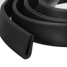 sourcing map U Channel Edge Trim, 2m Length Rubber Guard Seal Strip Edge Protector Round Type Fit for 2.5-3mm Edge, (8mm W x 18mm H) Black