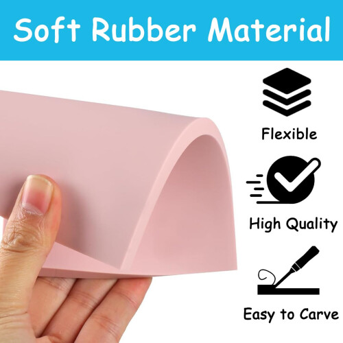 Acidea Rubber Carving Blocks, 24pcs 2"x2" Square Pink Linoleum Blocks for Printmaking 2