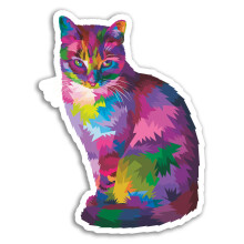 2 x 10cm Neon Abstract Cat Vinyl Stickers - Kitten Sticker Laptop Luggage #17461 (10cm Tall)