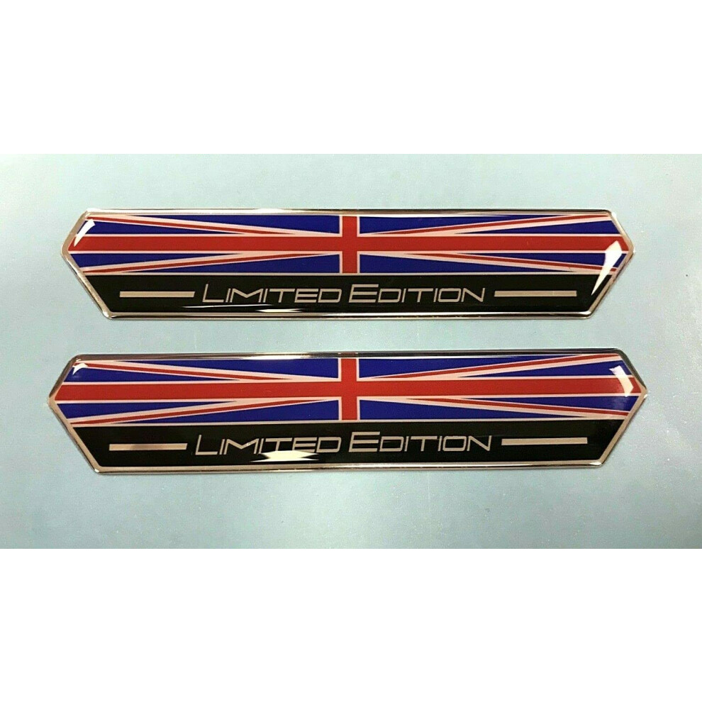 2 X Union Jack Limited Edition 100Mm Domed Gel Stickers/Decals Black 5051226431890