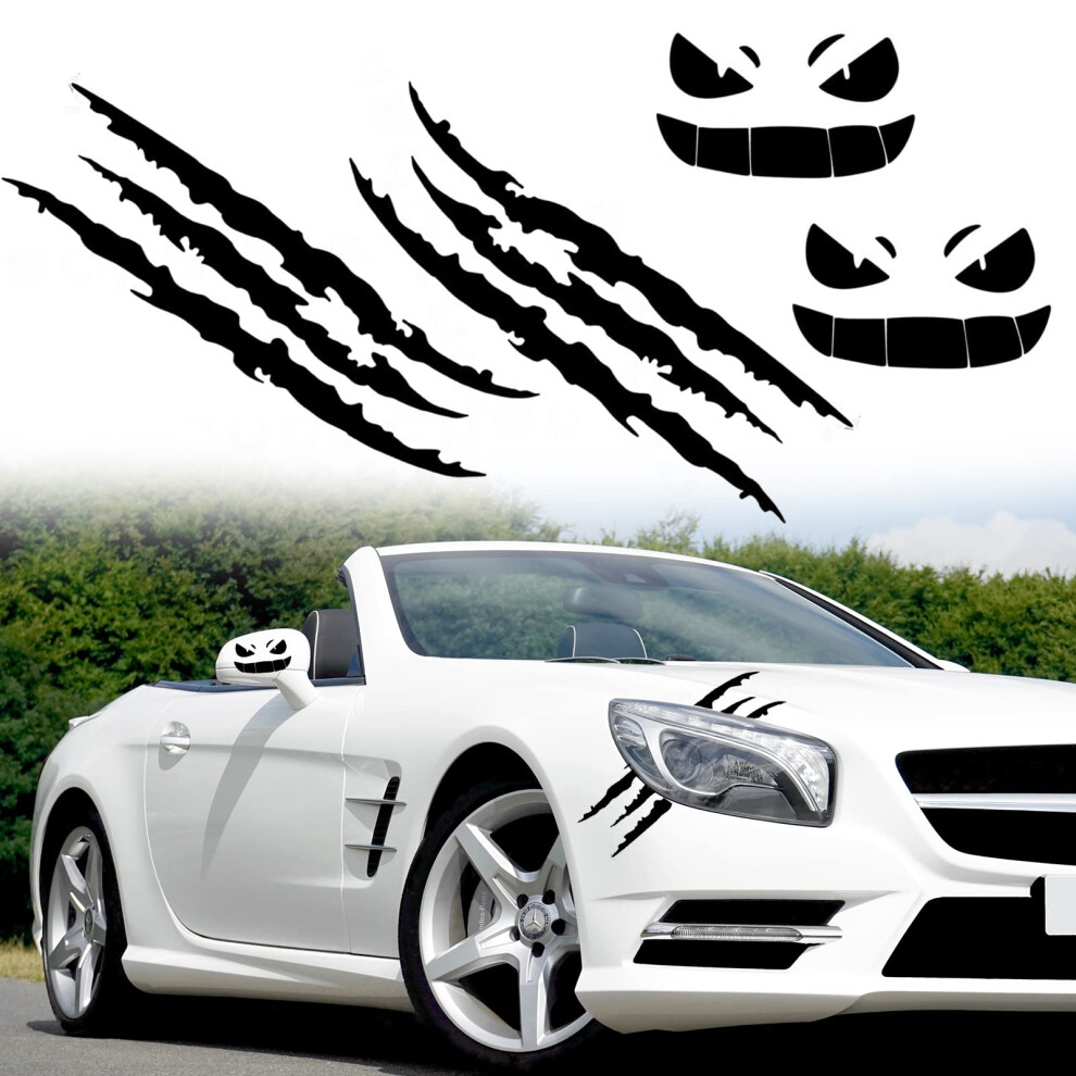 Car Sticker Claws Scratch, 2Pcs Claw Mark Car Decal Claw Marks Headlight Decal Claw Mark Sticker Waterproof Monster Claw Scratch Decal For Car Black 5051226430039