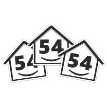 3 x Bin Numbers for Wheelie Bins, 1-99, 15cm ‘Happy House’ Design Dustbin Stickers, Easy Application Stick On Number Stickers