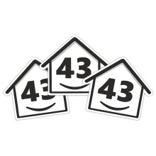 3 x Bin Numbers for Wheelie Bins, 1-99, 15cm ‘Happy House’ Design Dustbin Stickers, Easy Application Stick On Number Stickers