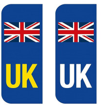2 Pack UK Number Plate Stickers – Self-Adhesive Vinyl Stickers for Car Travel – Weatherproof – Union Jack Flag Labels Replaces EU or GB Flag –