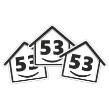 3 x Bin Numbers for Wheelie Bins, 1-99, 15cm ‘Happy House’ Design Dustbin Stickers, Easy Application Stick On Number Stickers
