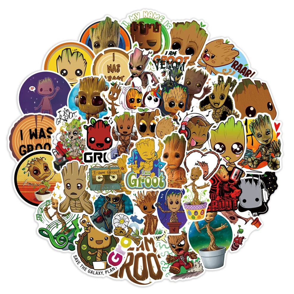 Groot Stickers For Water Bottle Waterproof Vinyl Cute Cartoon Movie Decals For Laptop Tablet Scrapbook Binders Luggage Skateboard 50Pcs Â¦ 5051226437786