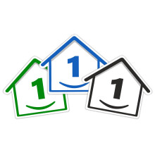 3 x Bin Numbers for Wheelie Bins, 1-99, 15cm ‘Happy House’ Colour Design Dustbin Stickers, Easy Application Stick On Number Stickers