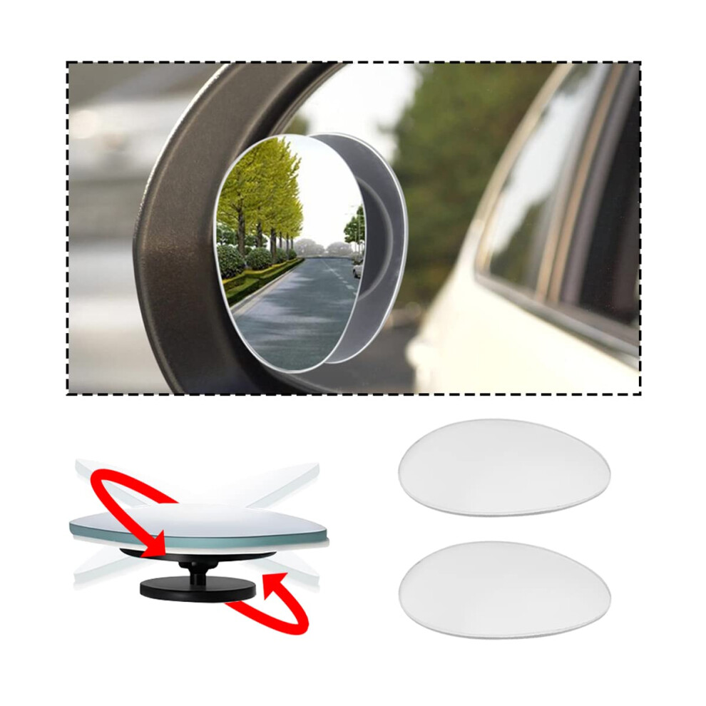 Jnnj Blind Spot Convex Car Mirror, 360 Degree Adjustable Hd Glass Rear View Side Mirror, Frameless Blindspot Safety Mirror With Wide Angle Black 5051226422515