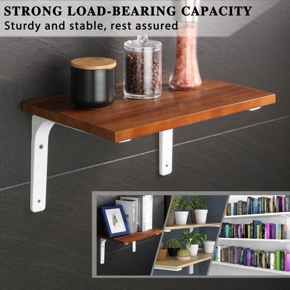 Sayayo Shelf Bracket Corner Brace Angle Bracket Shelf Support Wall Hanging 100Mm*100Mm, Metal Bright White Finished, 4 Pcs, Ejr100w-4P 5051226588594