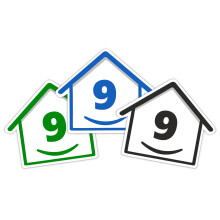 3 x Bin Numbers for Wheelie Bins, 1-99, 15cm ‘Happy House’ Colour Design Dustbin Stickers, Easy Application Stick On Number Stickers